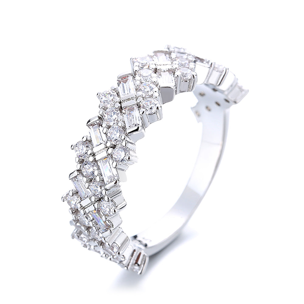 Sterling Silver Multi-Cut Ring with crystals