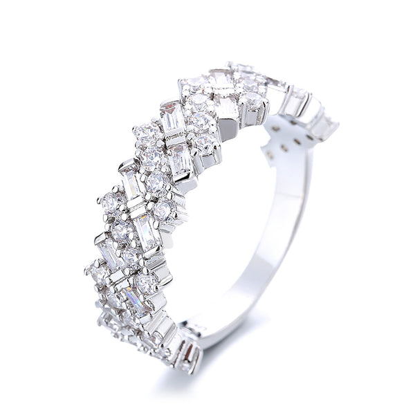Sterling Silver Multi-Cut Ring with crystals