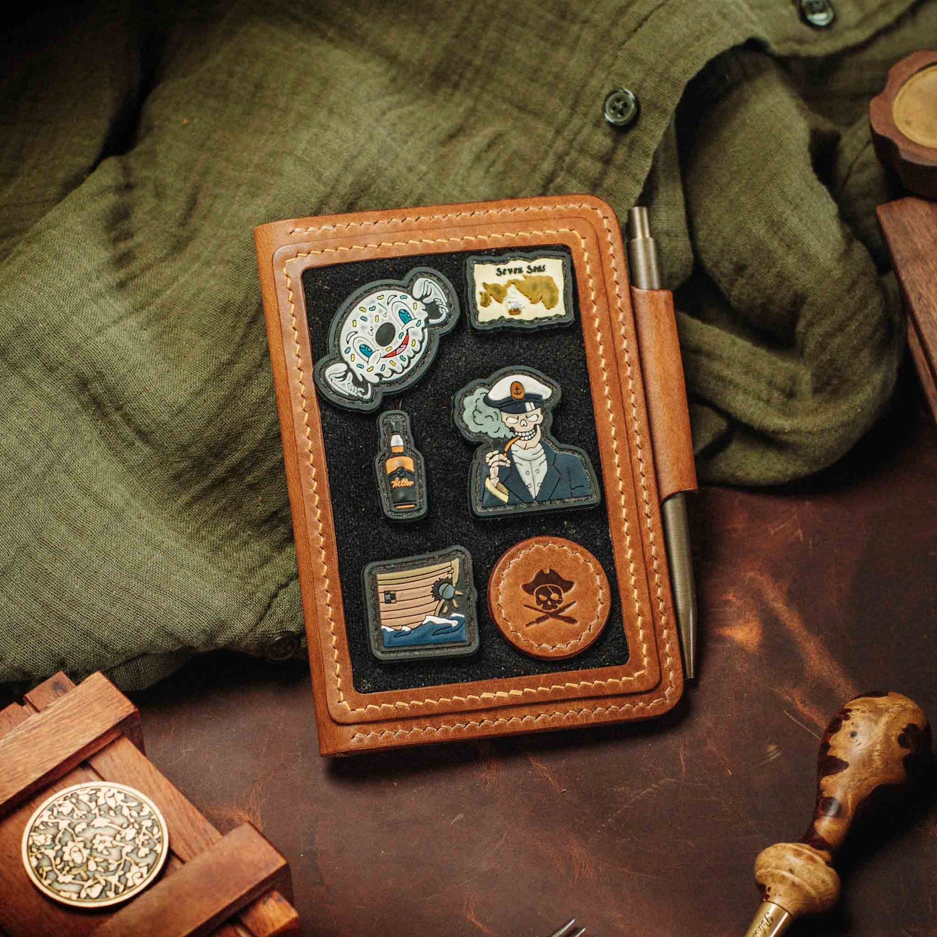 Passport Travel Wallet - Quartermaster v2 | Leather Velcro Organizer | Field Notes Holder Pirate Goods