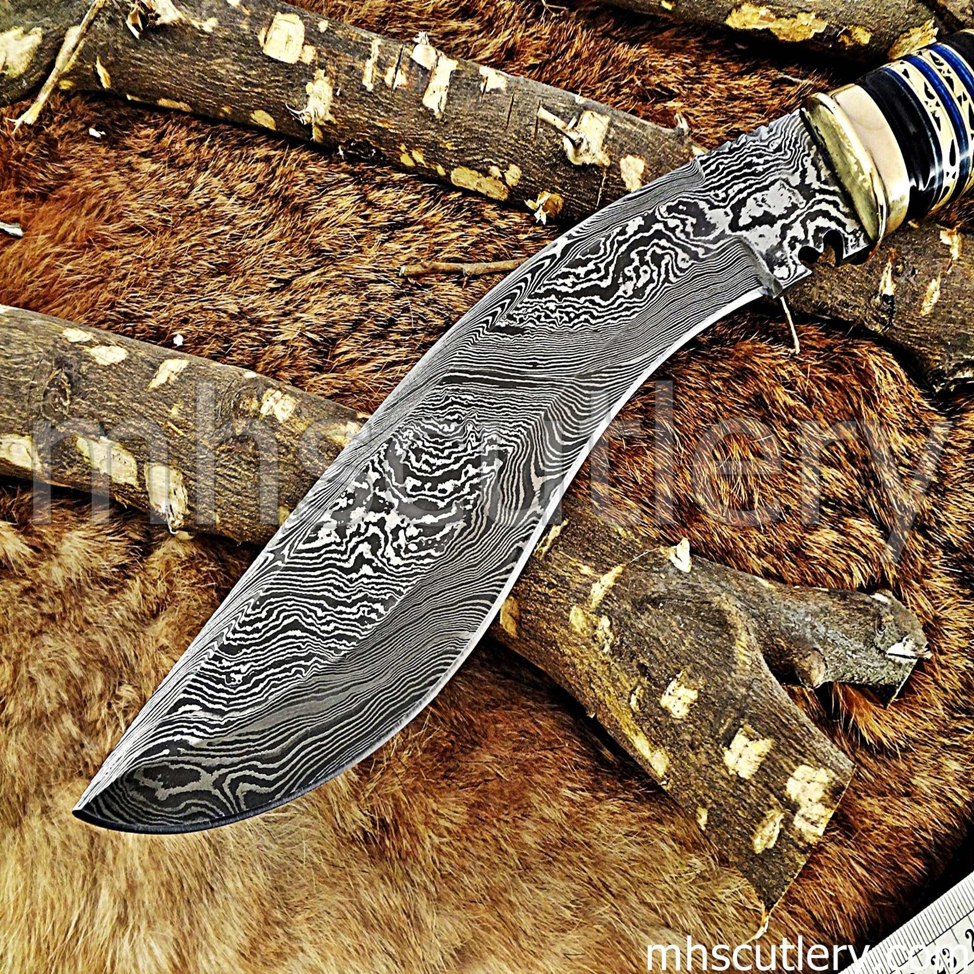 Custom Hand Forged Damascus Steel Hunter Kukri