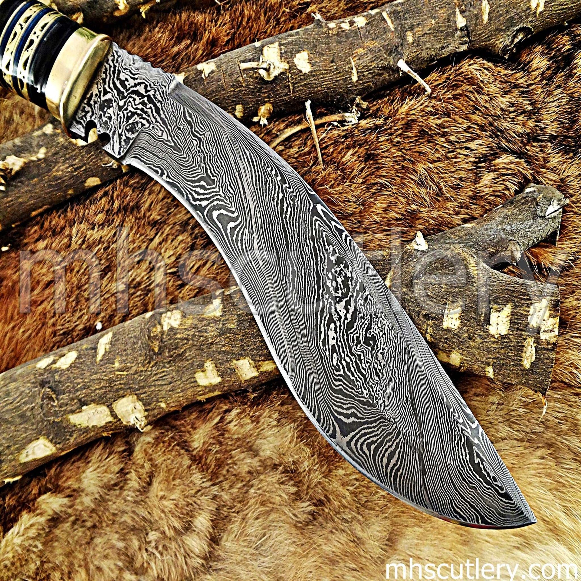 Custom Hand Forged Damascus Steel Hunter Kukri