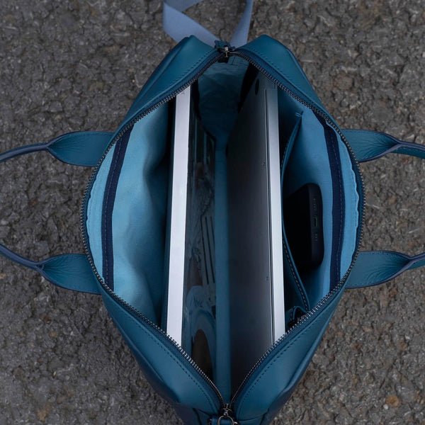 Classic Leather Laptop Bag - Blue - Hollywood