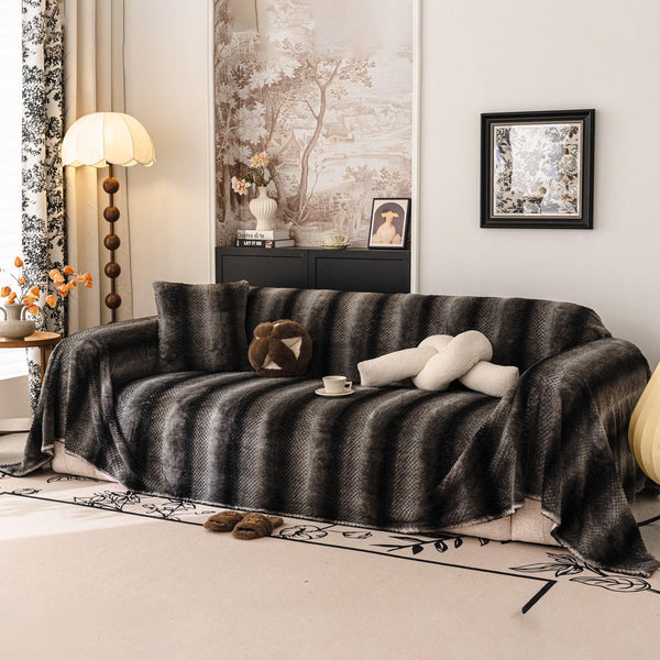 Faux Fur Sofa Cover Washable Furniture Protector for Sectional Warm & Fuzzy Slipcover