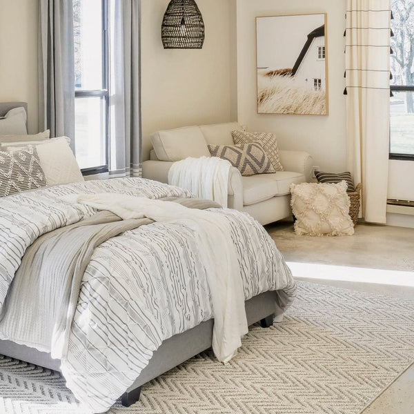 Farmhouse Boho Stripe Woven Tassel Yarn Dyed Recycled Cotton Blend Window Curtain Panel Set