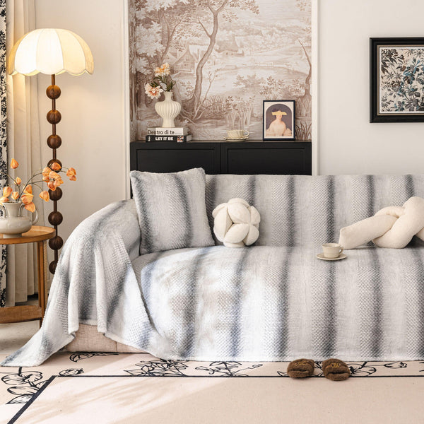 Faux Fur Sofa Cover Washable Furniture Protector for Sectional Warm & Fuzzy Slipcover