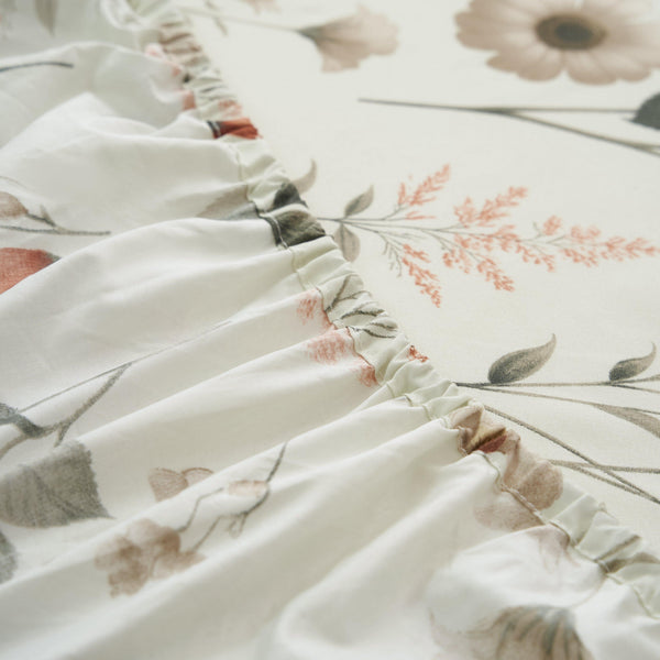 DaDalogy Enchanted Meadow Bed Sheet Set - Floral Harmony in Beige, Rose, and Soft Green, Premium Soft Microfiber, Machine Washable, Deep Pocket 14 - 15 Inches + Flat Sheet