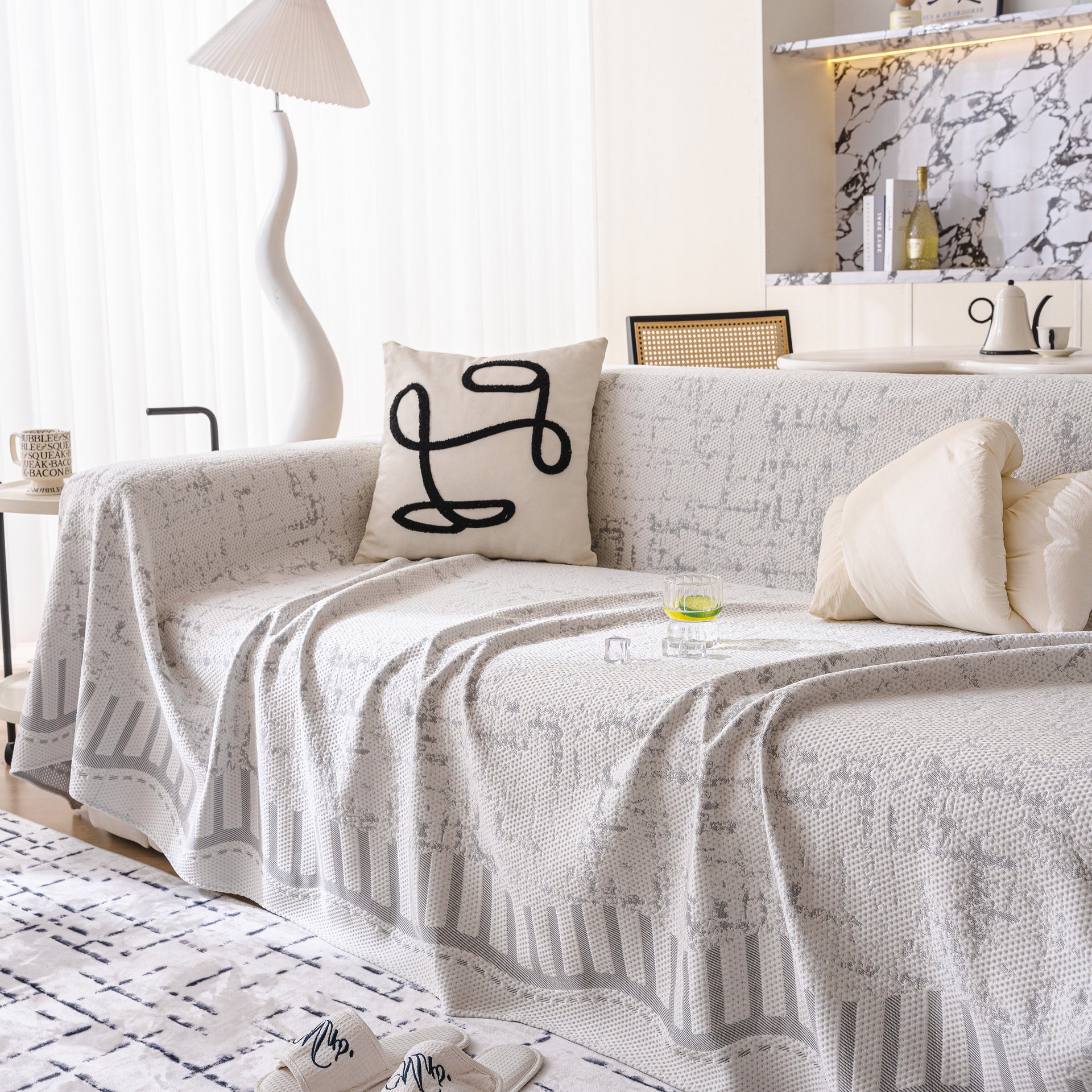 Modern Light Luxury Silky Smooth Couch Throw Protector, Washable Furniture Protector