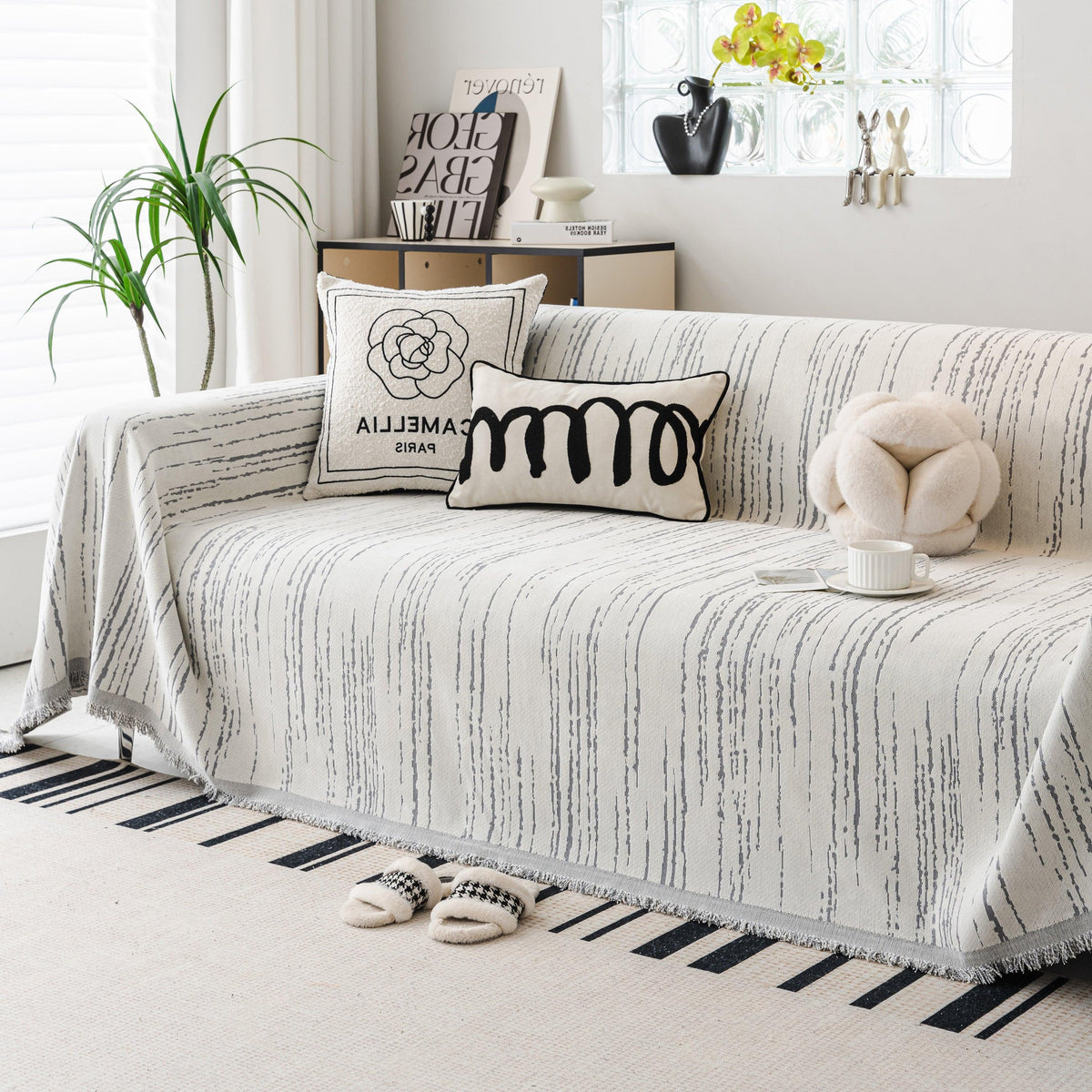 Slip Covers for Sofas, Sofa Throw Cover Soft Chenille Sofa Bed Cover, L Shaped Sectional Couch Covers