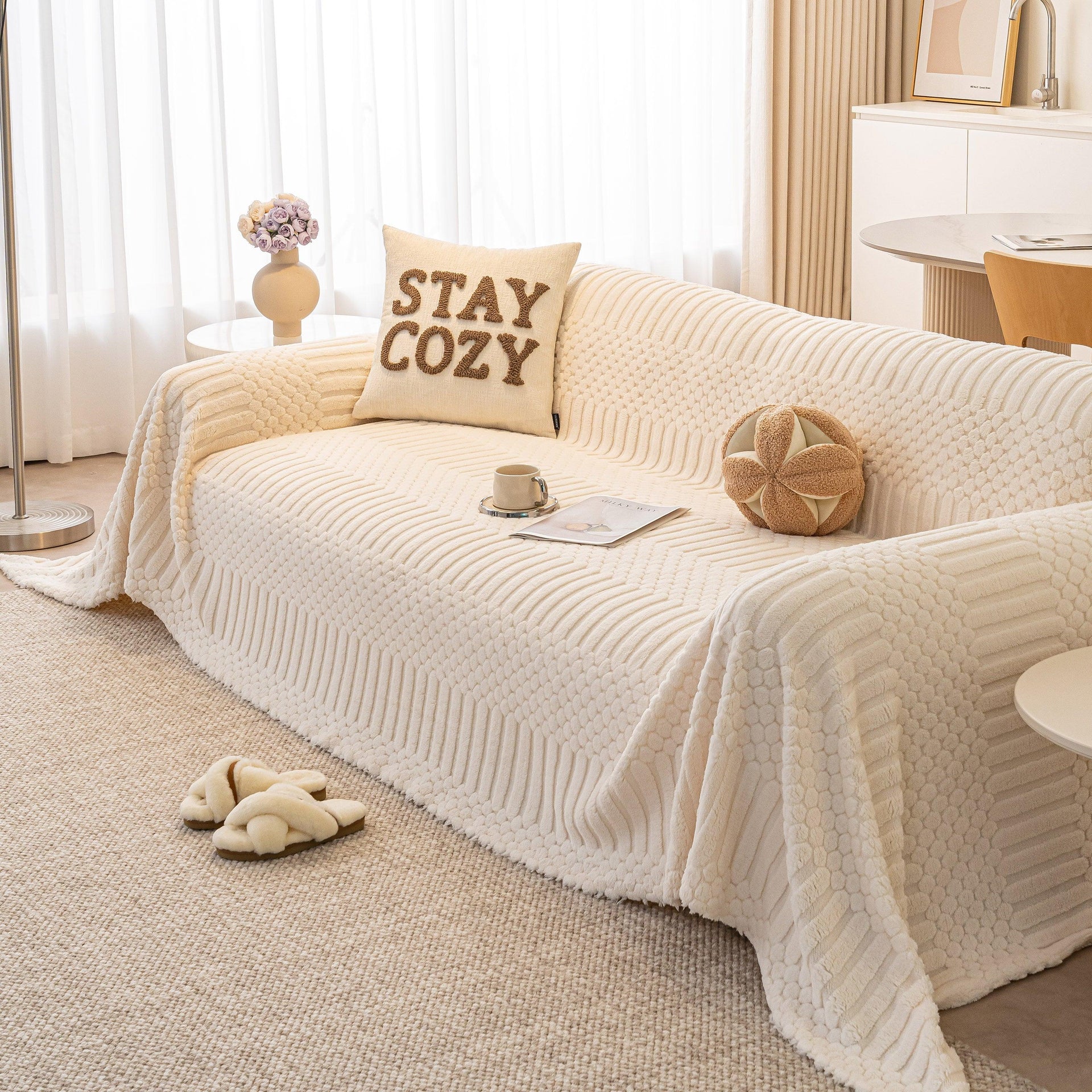 Boho 3D Geometric Throw Blanket for Couch, Luxurious Velvety Plush Fleece Sofa Cover
