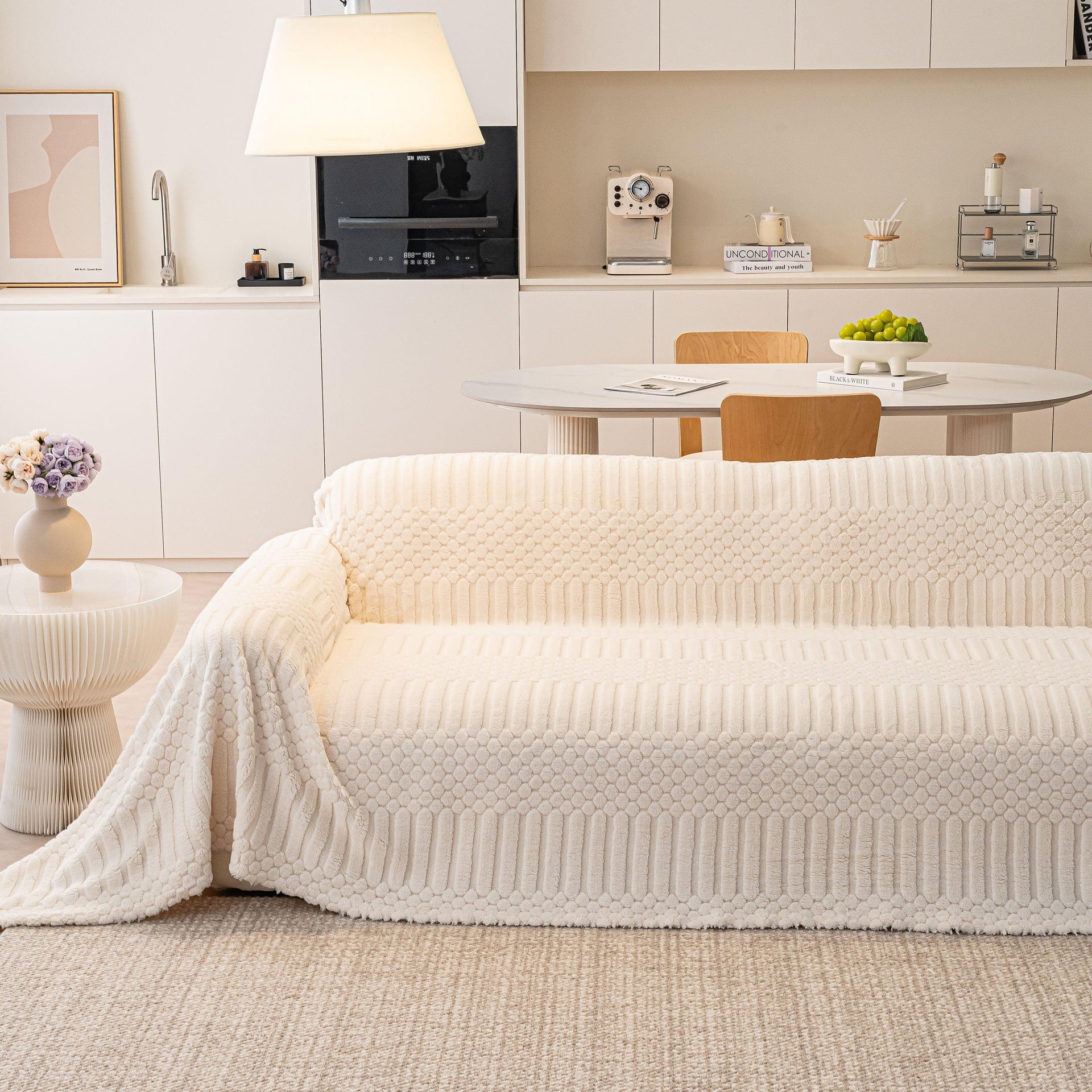 Boho 3D Geometric Throw Blanket for Couch, Luxurious Velvety Plush Fleece Sofa Cover