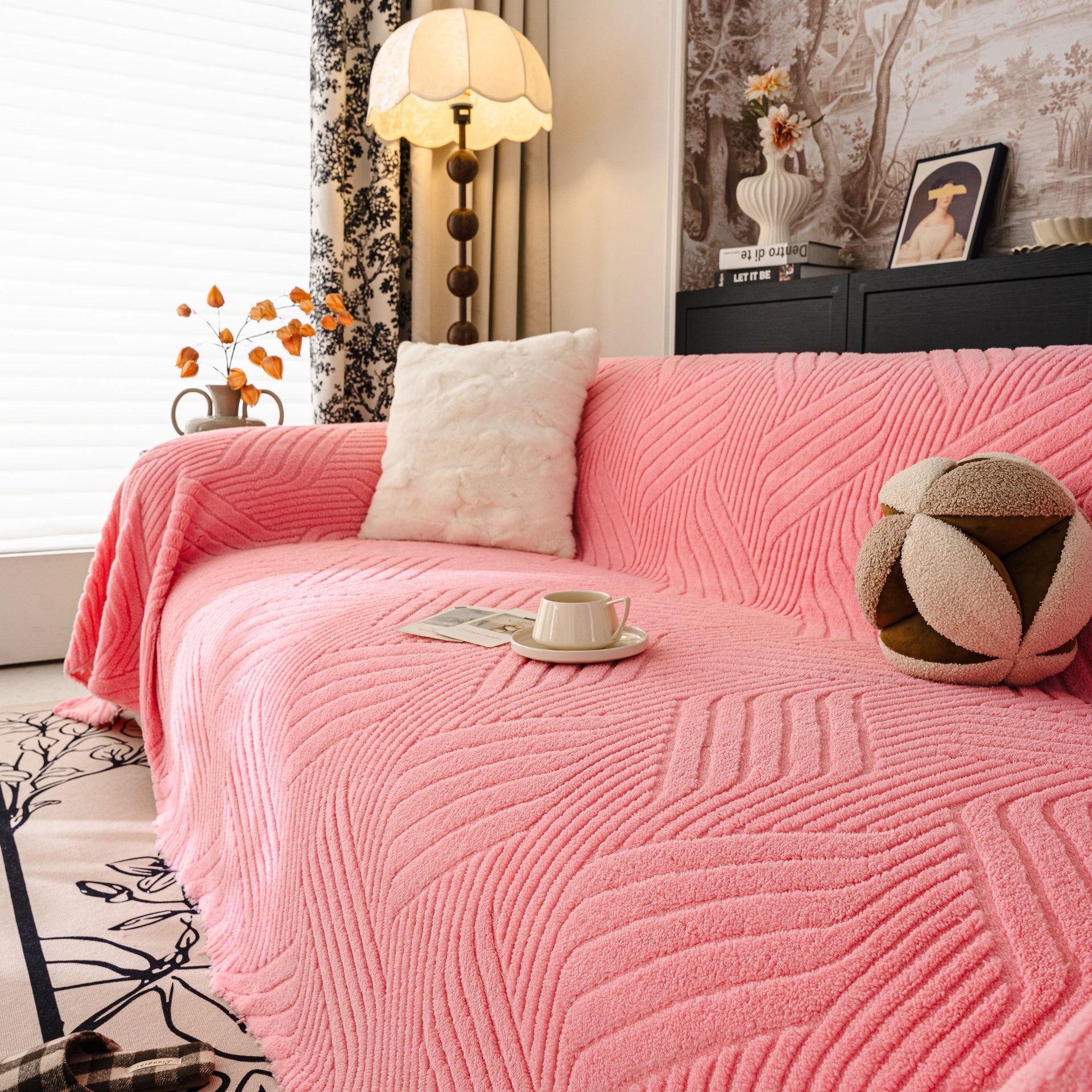 Plush Fleece Washable Sofa Throw Blanket, Soft & Cozy Furniture Protector for Couch