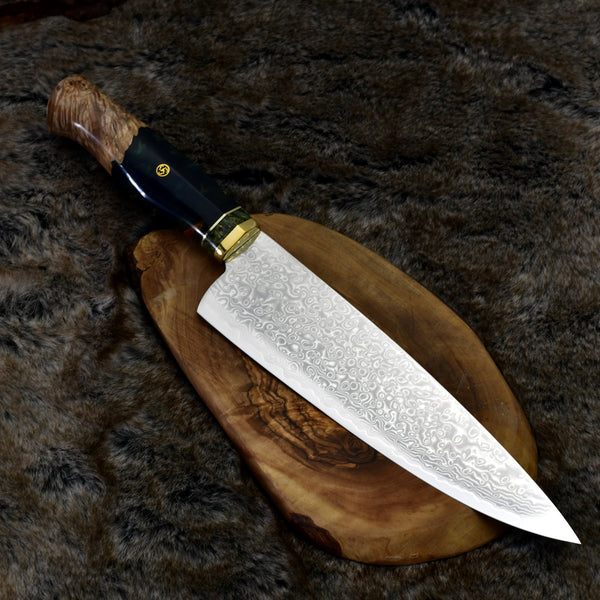 Shinobi VG10 Handmade Damascus Chef Knife with Exotic Olive Wood Handle