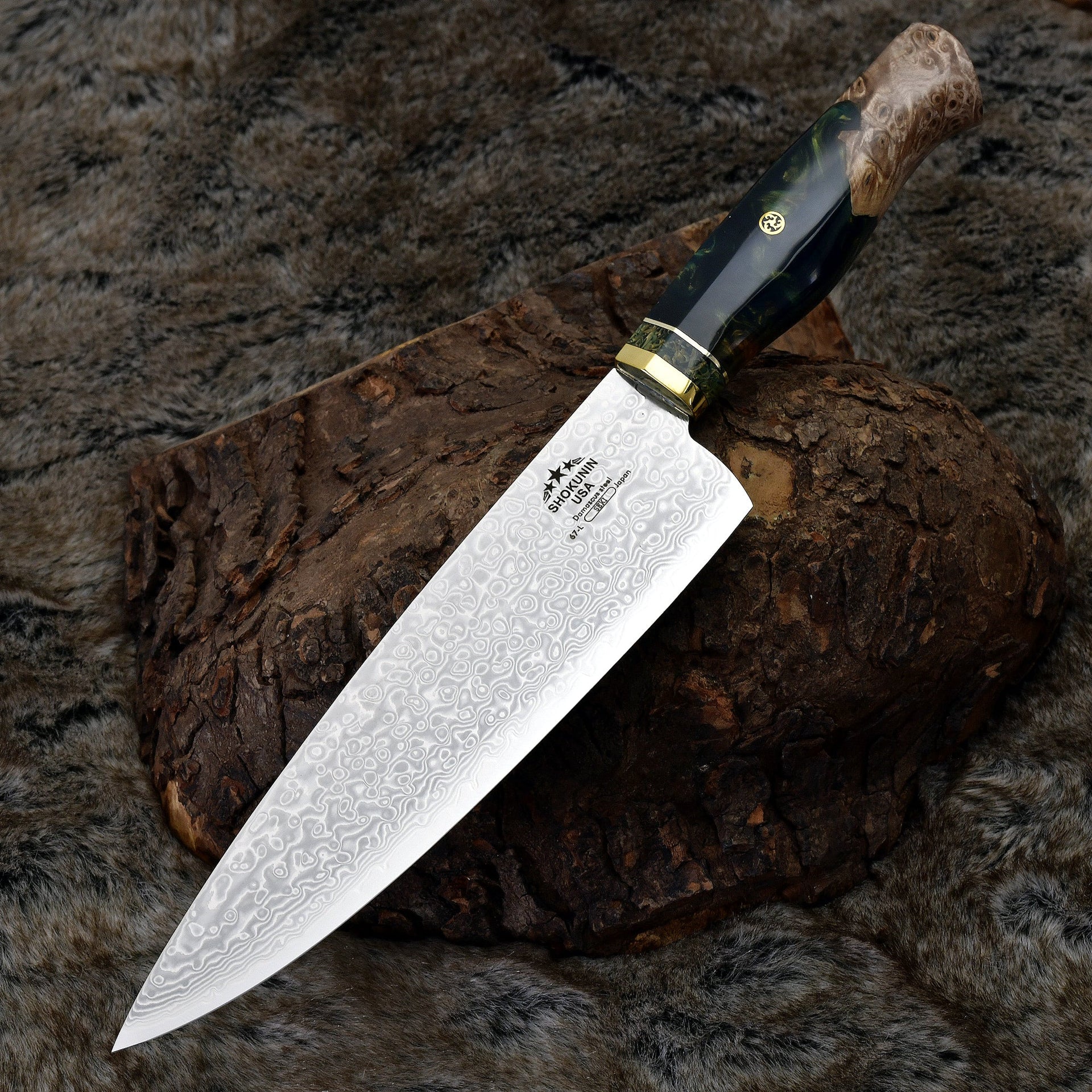 Shinobi VG10 Handmade Damascus Chef Knife with Exotic Olive Wood Handle