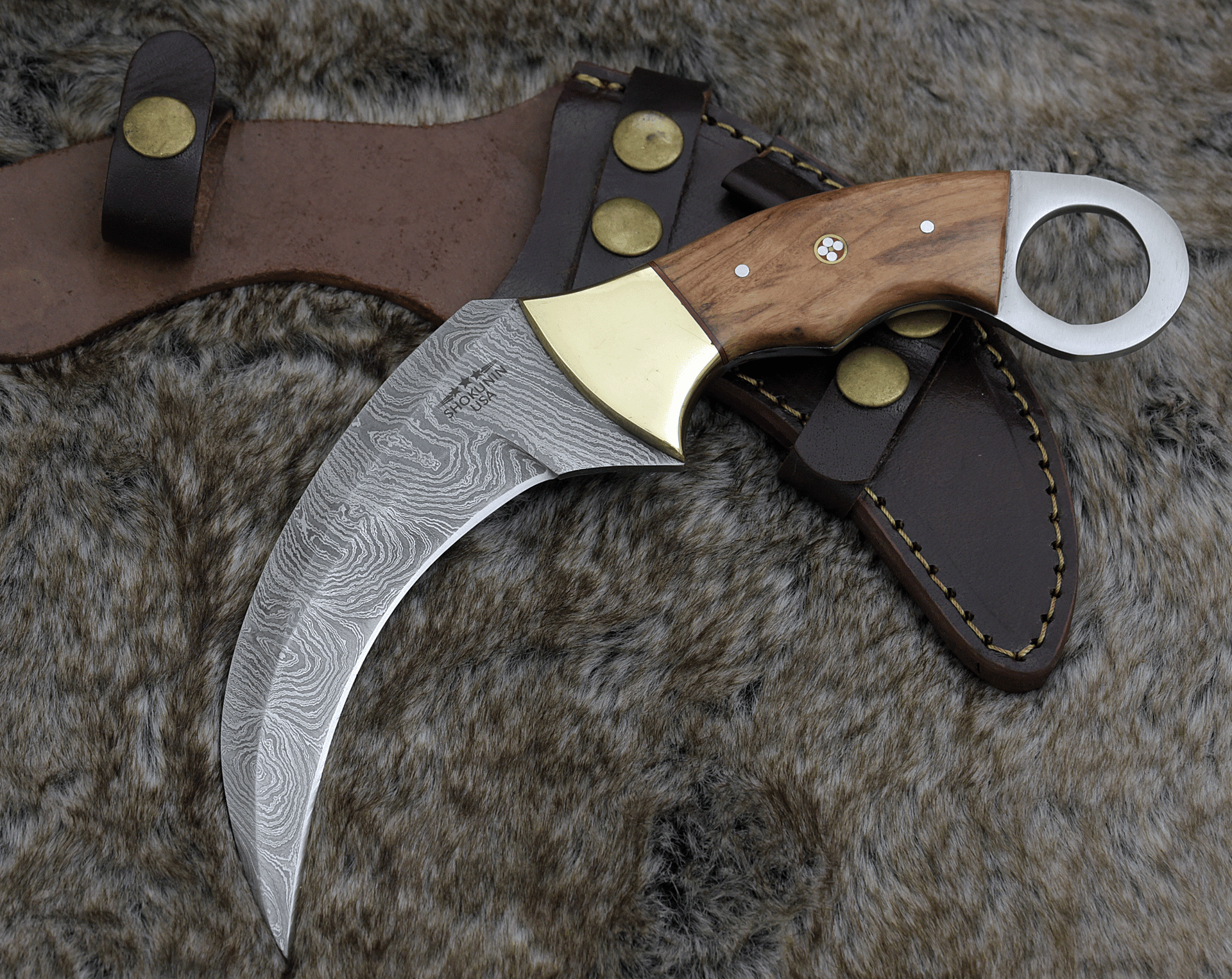 Phalanx Damascus Knife with Sheath