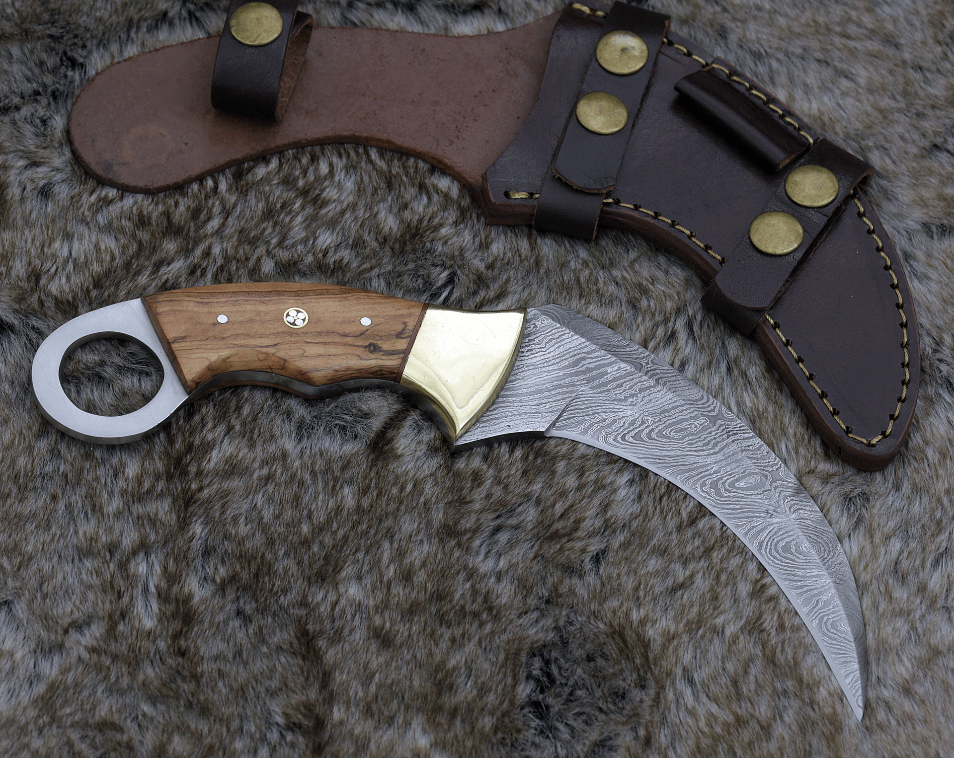 Phalanx Damascus Knife with Sheath