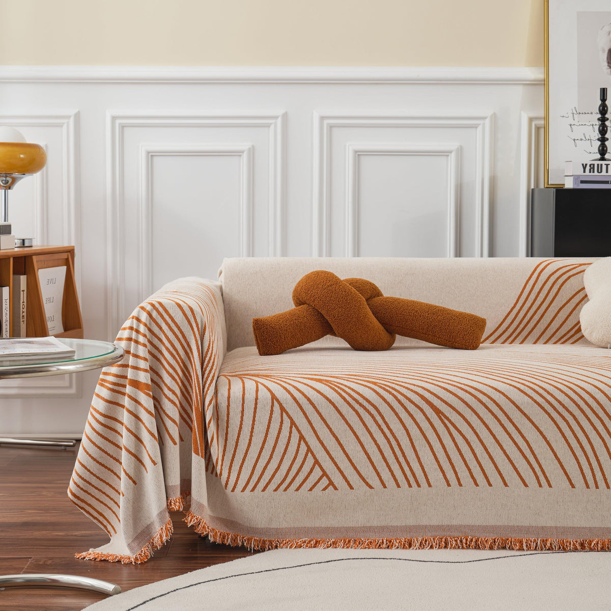 Chenille Striped Sofa Throw Blanket, Furniture Throw Covers Living Room Couch Cover