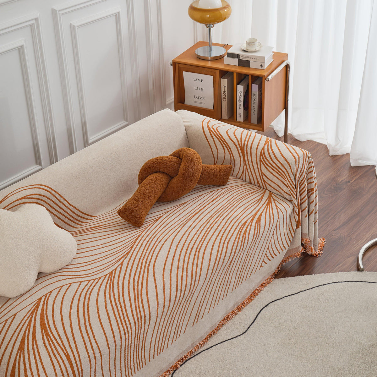Chenille Striped Sofa Throw Blanket, Furniture Throw Covers Living Room Couch Cover