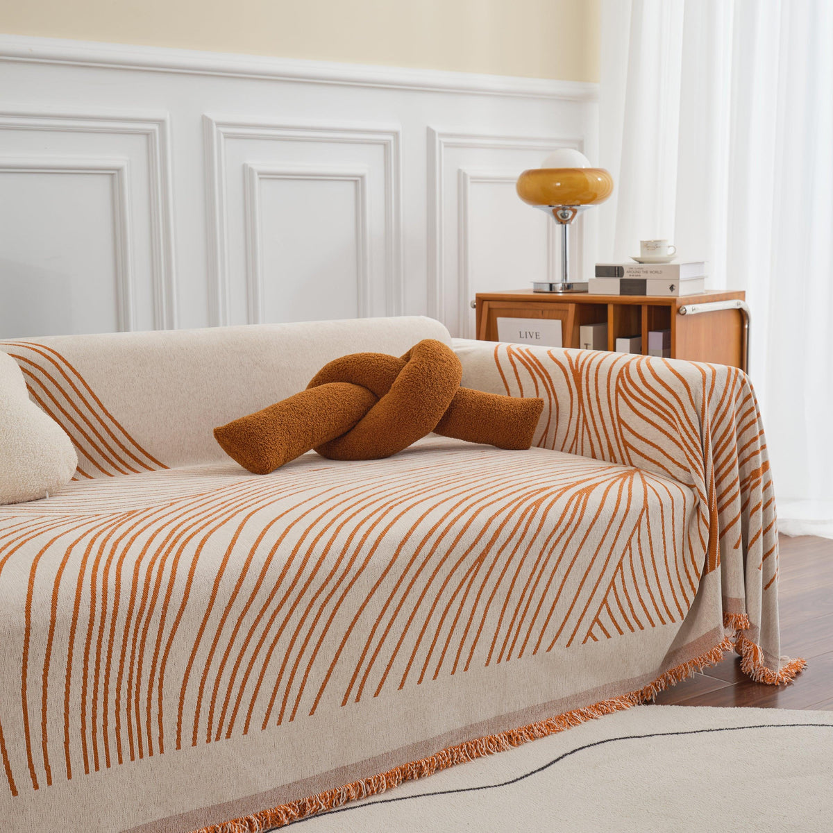 Chenille Striped Sofa Throw Blanket, Furniture Throw Covers Living Room Couch Cover