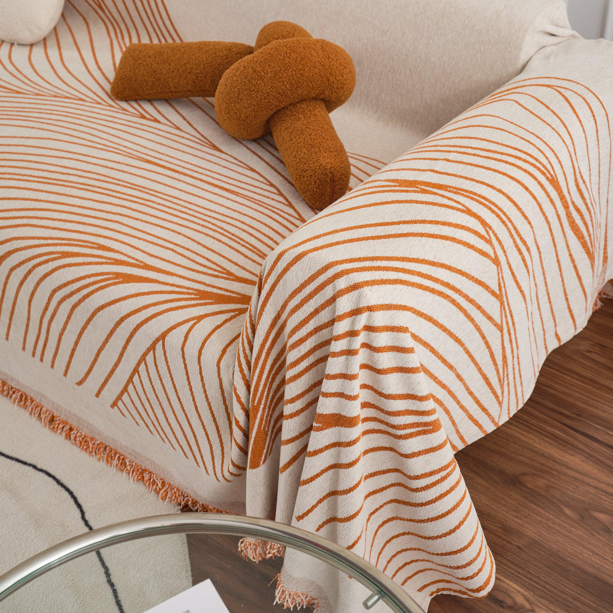 Chenille Striped Sofa Throw Blanket, Furniture Throw Covers Living Room Couch Cover