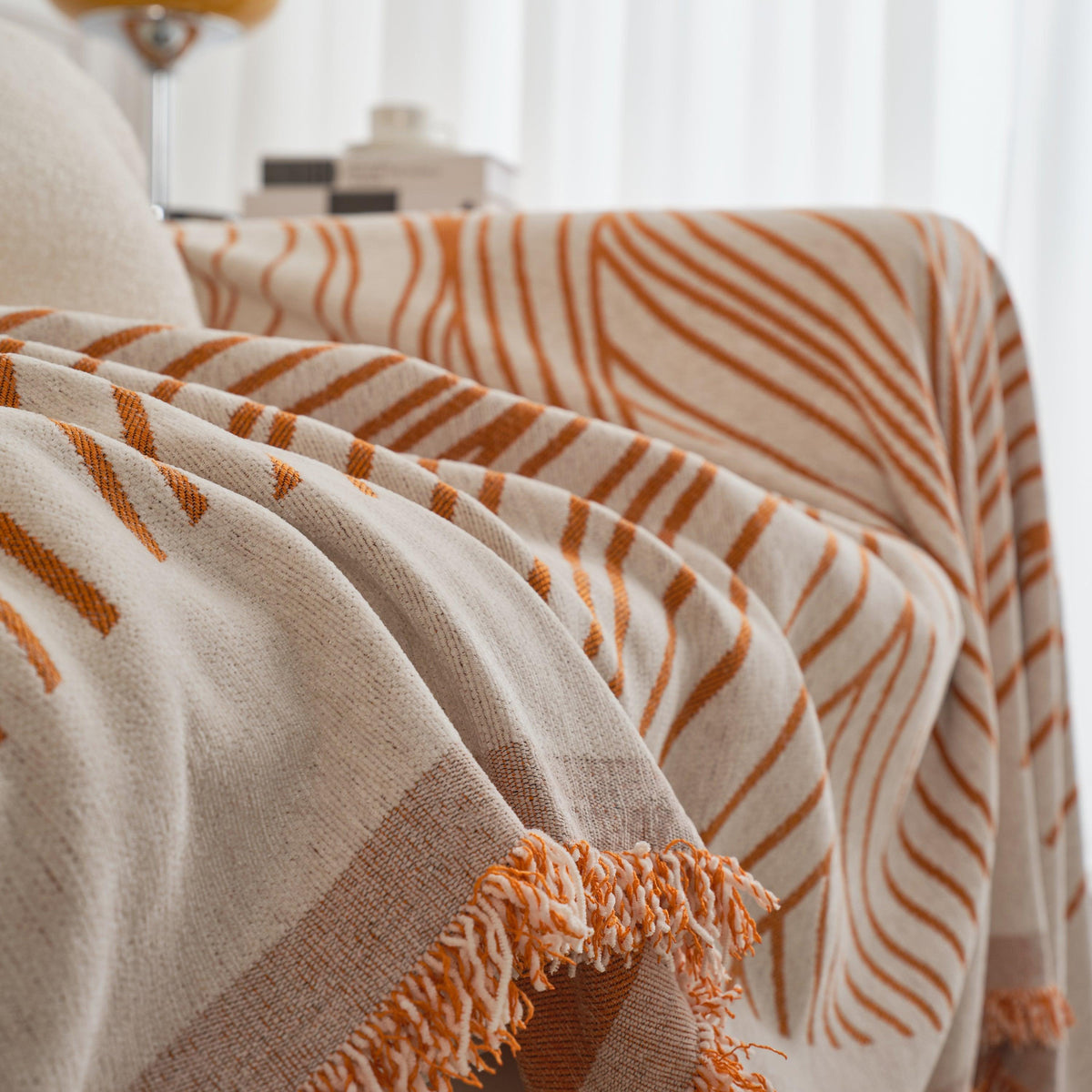 Chenille Striped Sofa Throw Blanket, Furniture Throw Covers Living Room Couch Cover