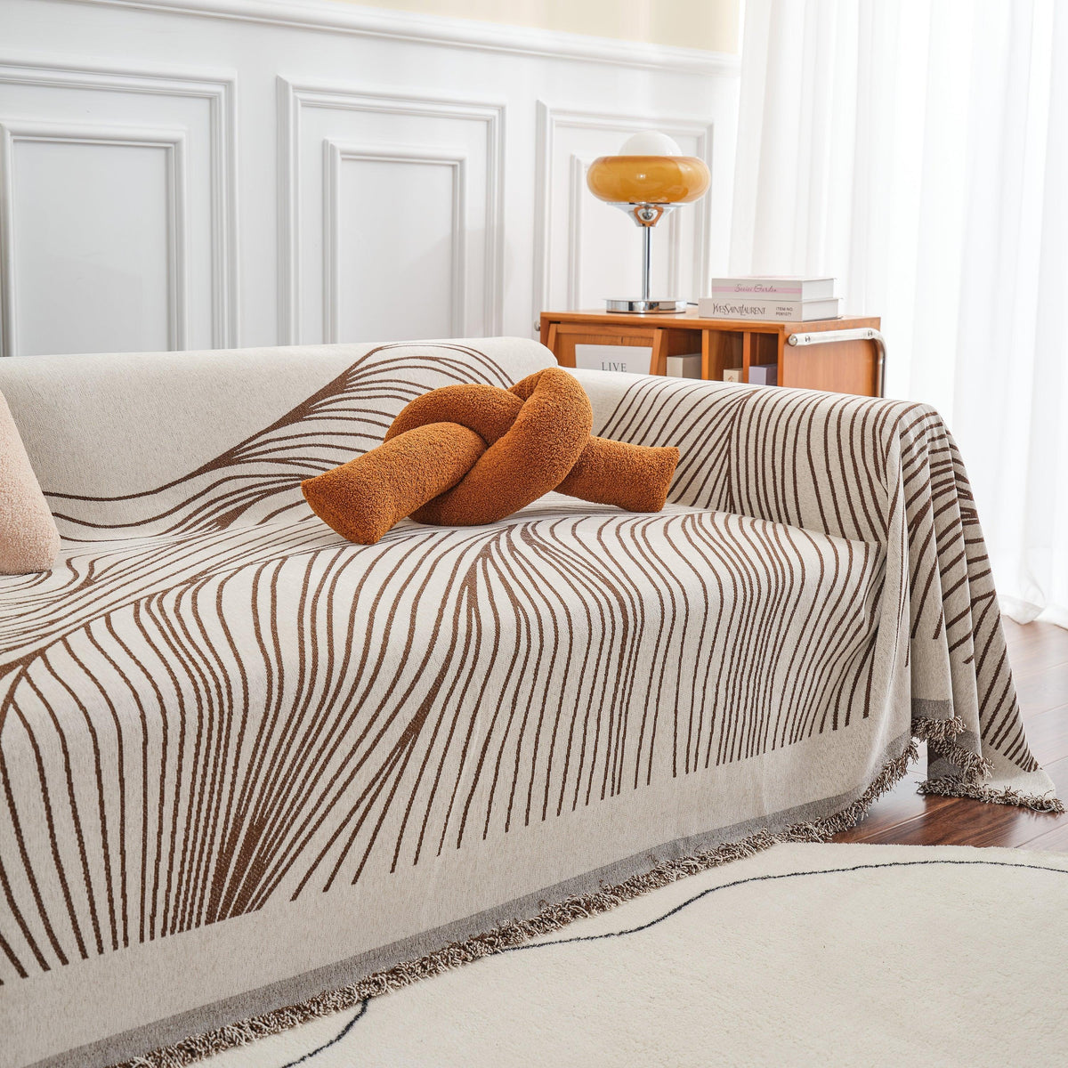 Chenille Striped Sofa Throw Blanket, Furniture Throw Covers Living Room Couch Cover