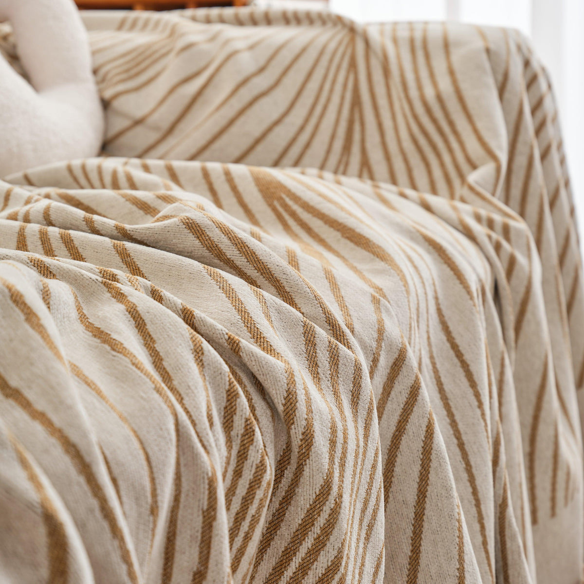 Chenille Striped Sofa Throw Blanket, Furniture Throw Covers Living Room Couch Cover