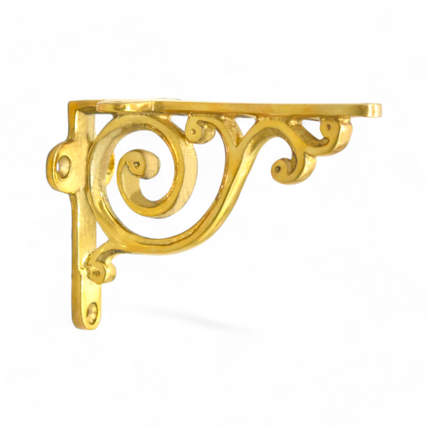 Swirl Shelf Bracket - Unlacquered Brass Polished
