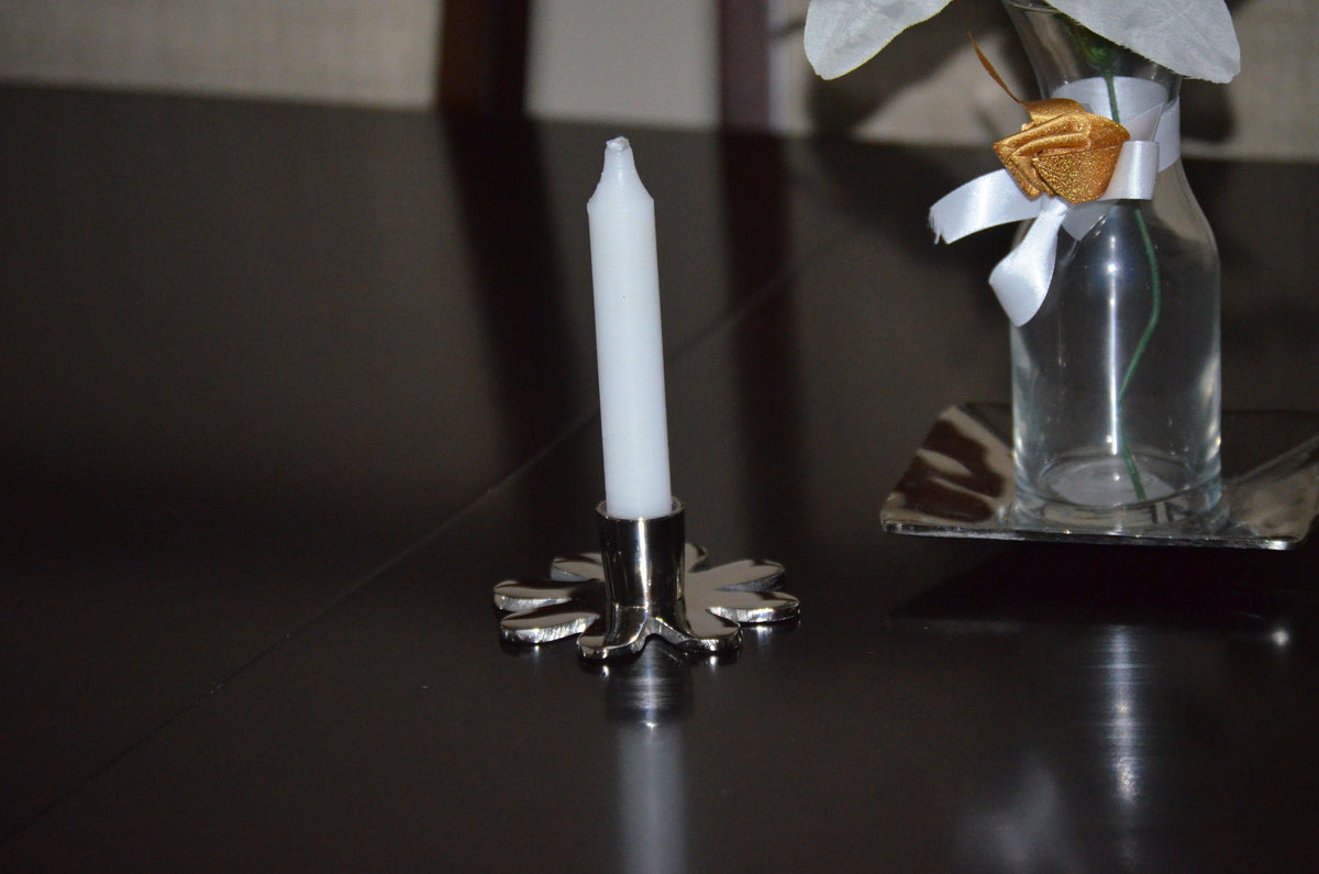 Vibhsa Decorative Silver Flower Candle Holder | 4