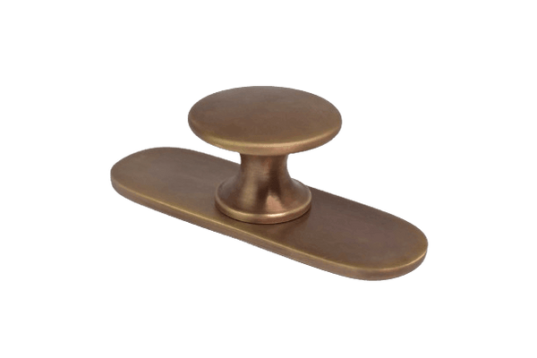 Brass Drawer Knob with Round Backplate - Antique Brass