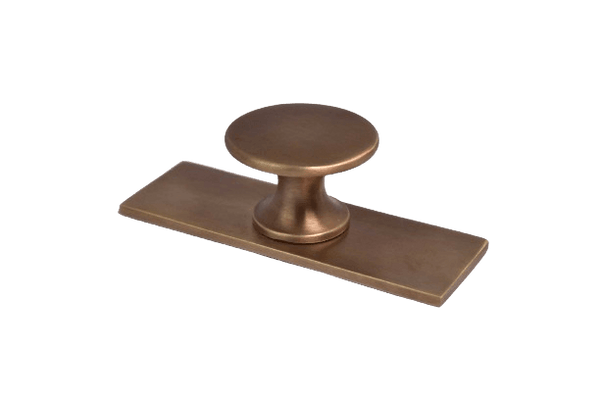 Brass Drawer Knob with Rectangle Backplate - Antique Brass