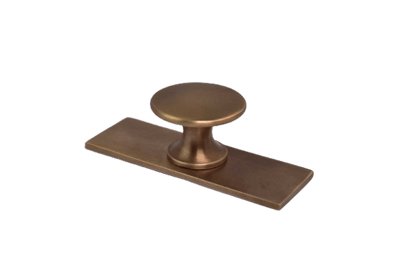 Brass Drawer Knob with Rectangle Backplate - Antique Brass