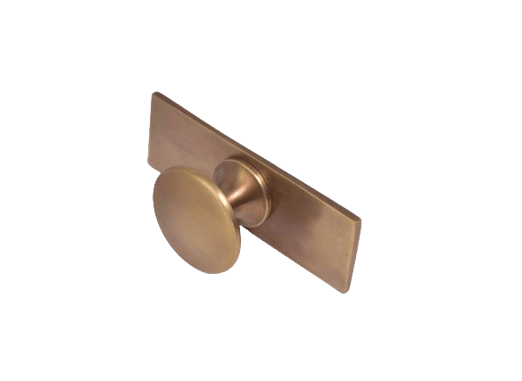 Brass Drawer Knob with Rectangle Backplate - Antique Brass