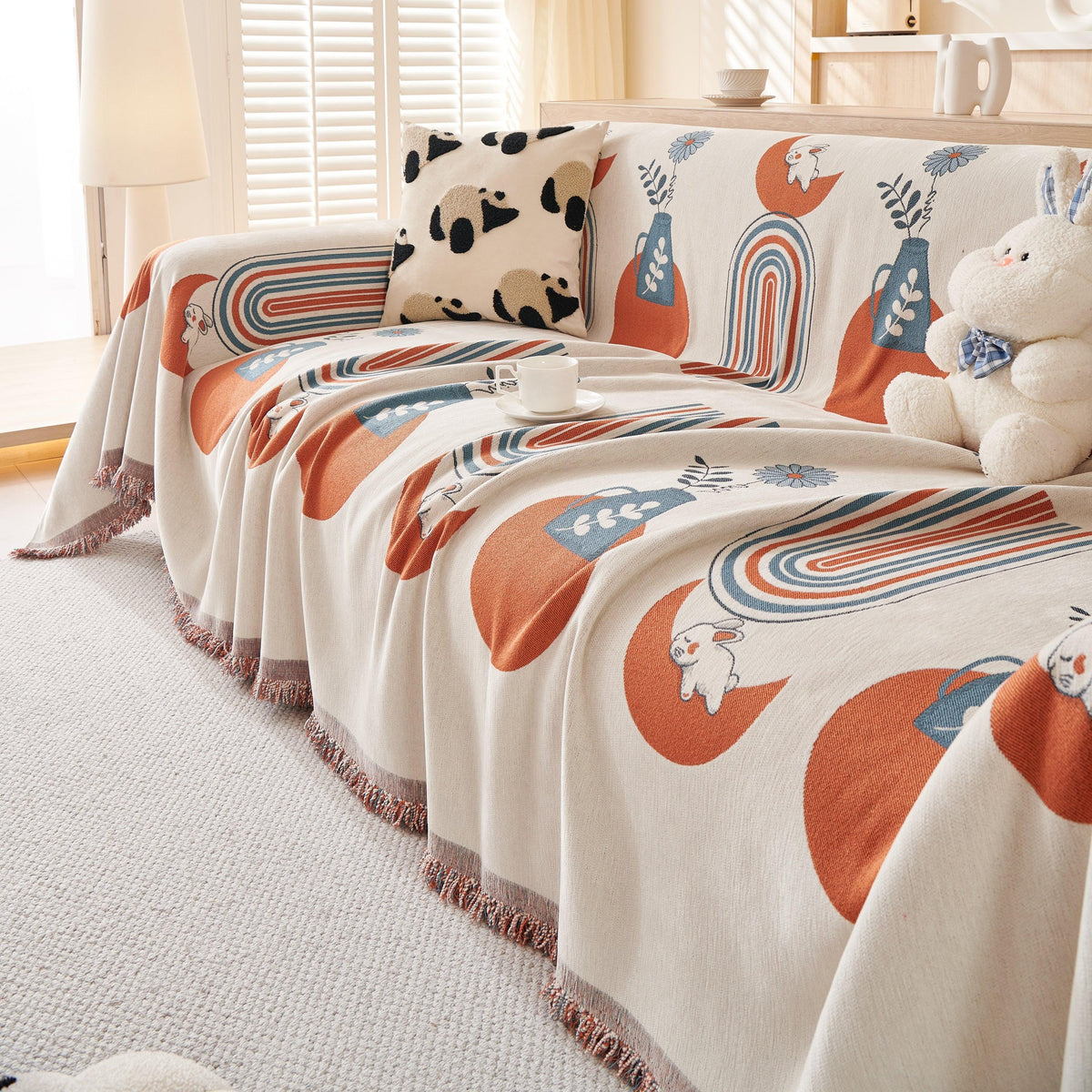 Decorative Throw Blankets for Couch Reversible Chenille Furniture Throw Covers for Sectional Sofa