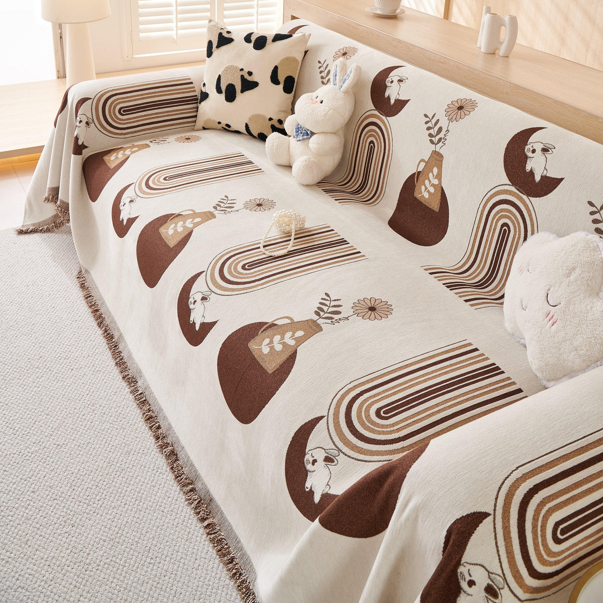 Decorative Throw Blankets for Couch Reversible Chenille Furniture Throw Covers for Sectional Sofa