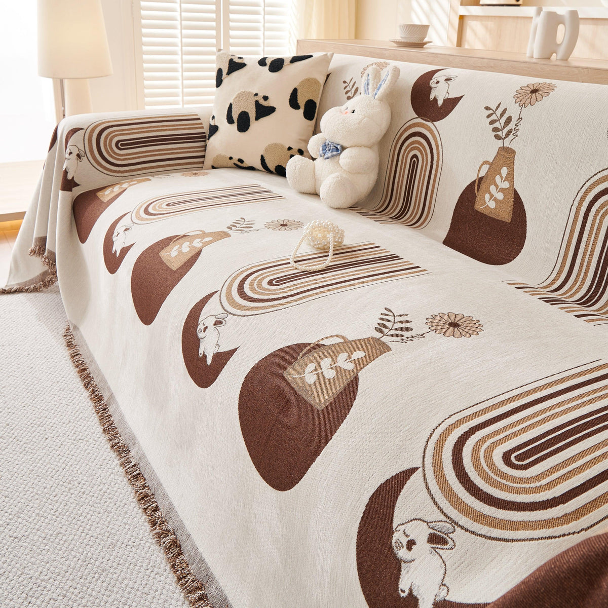 Decorative Throw Blankets for Couch Reversible Chenille Furniture Throw Covers for Sectional Sofa