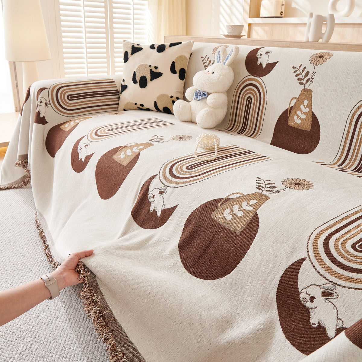 Decorative Throw Blankets for Couch Reversible Chenille Furniture Throw Covers for Sectional Sofa
