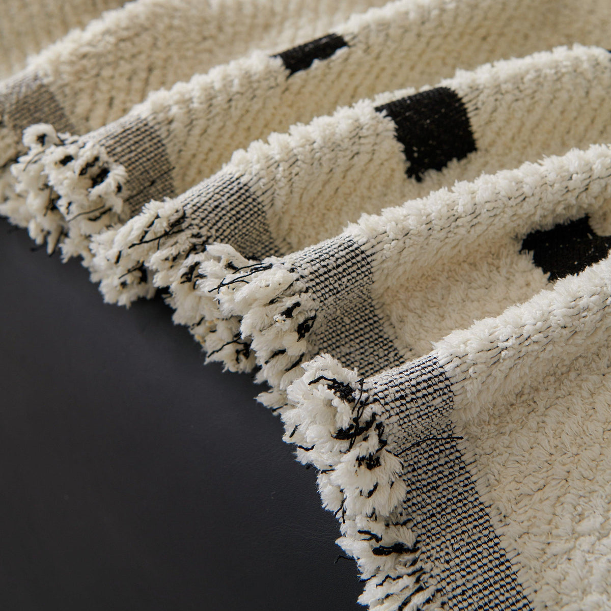 Sofa Throw Blanket with Woven Geometric Pattern & Tassels, Soft & Thick Couch Cover