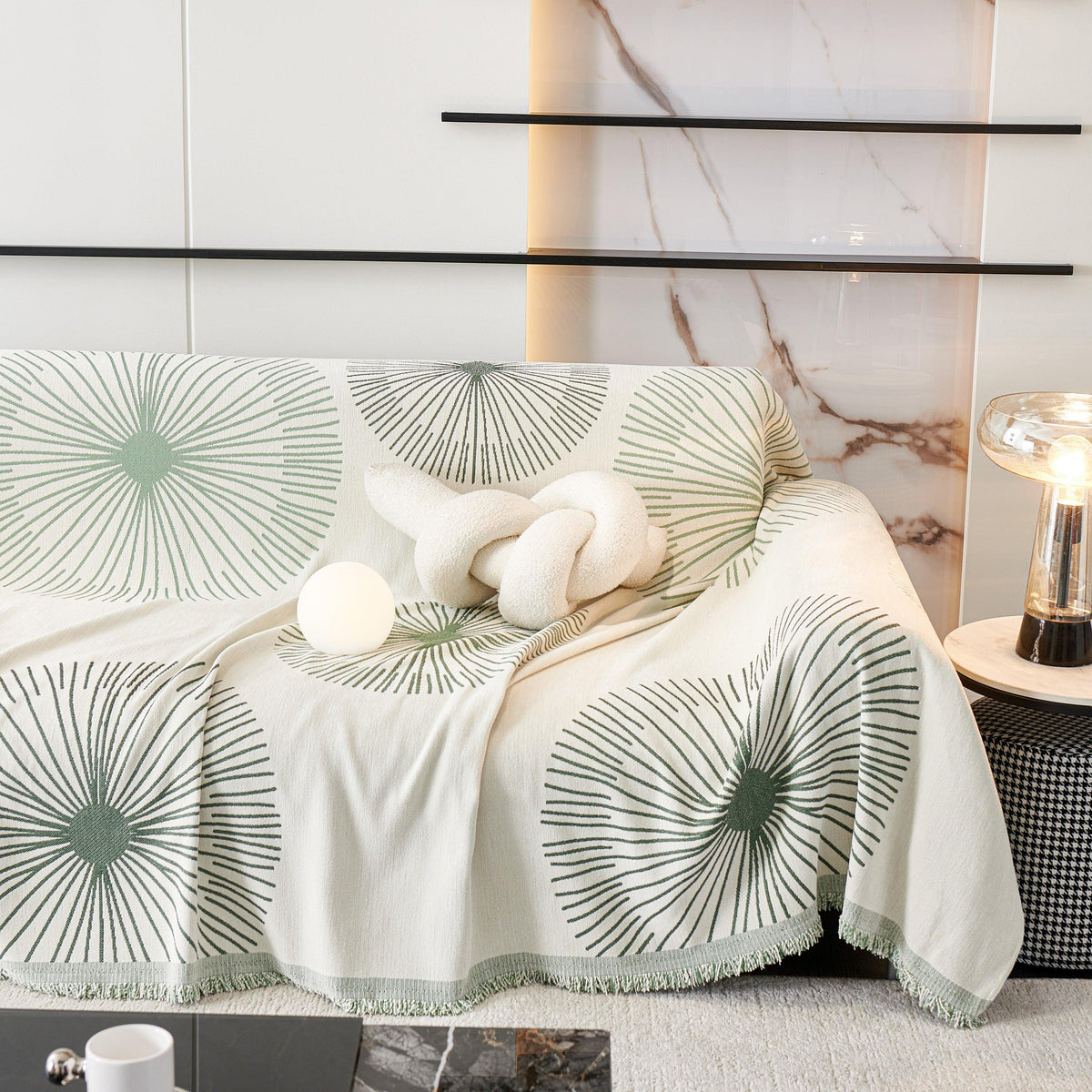 Dandelion Reversible Striped Couch Throw Cover for Living Room Pet Sofa Slipcovers Couch Protector