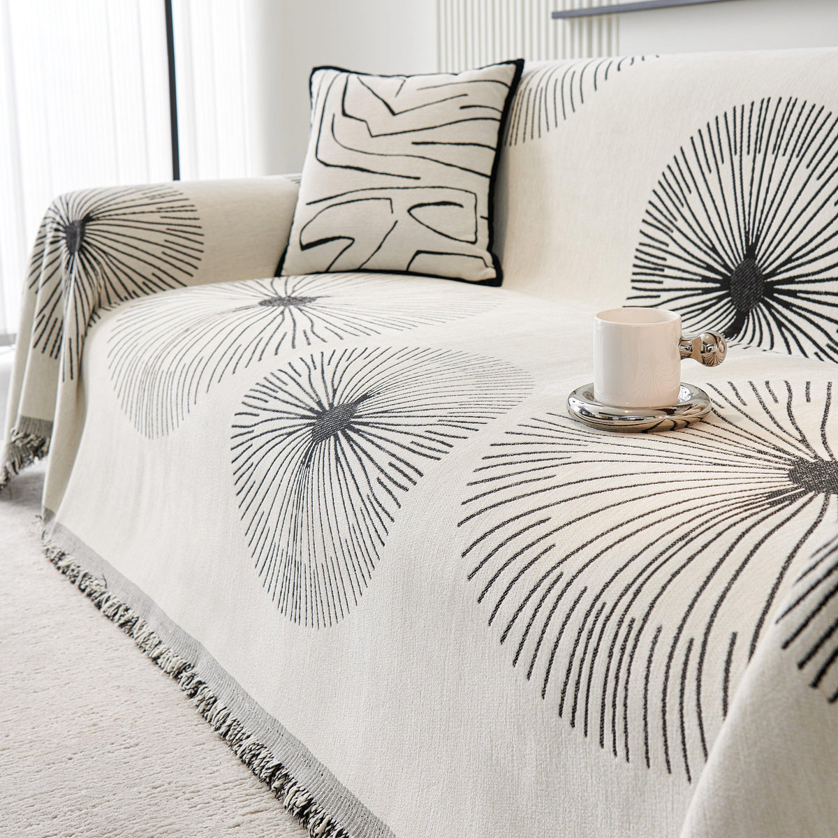 Dandelion Reversible Striped Couch Throw Cover for Living Room Pet Sofa Slipcovers Couch Protector