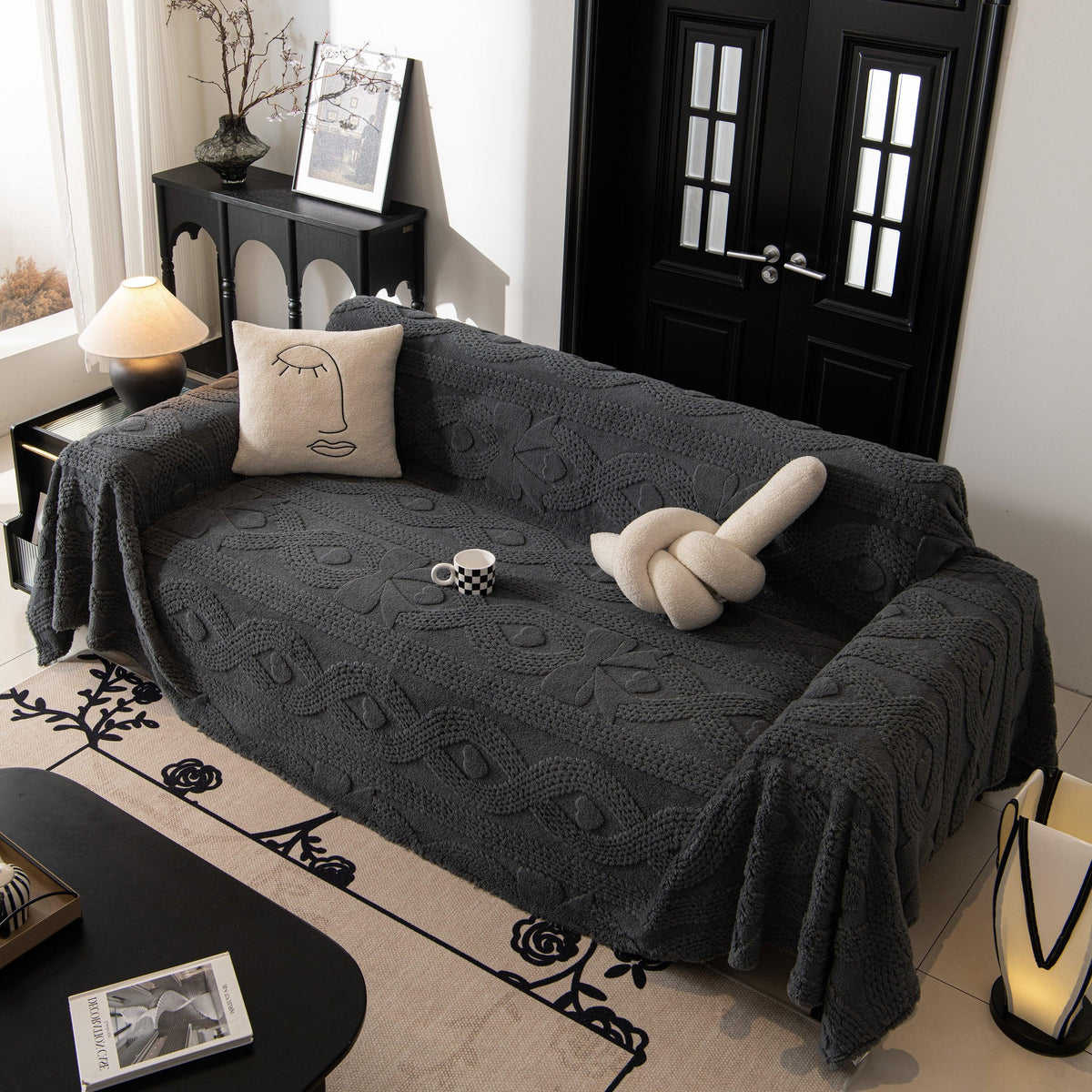 Soft Plush Fleece Throw Blanket for Couch Solid Cute Warm Couch Cover Blanket for Winter