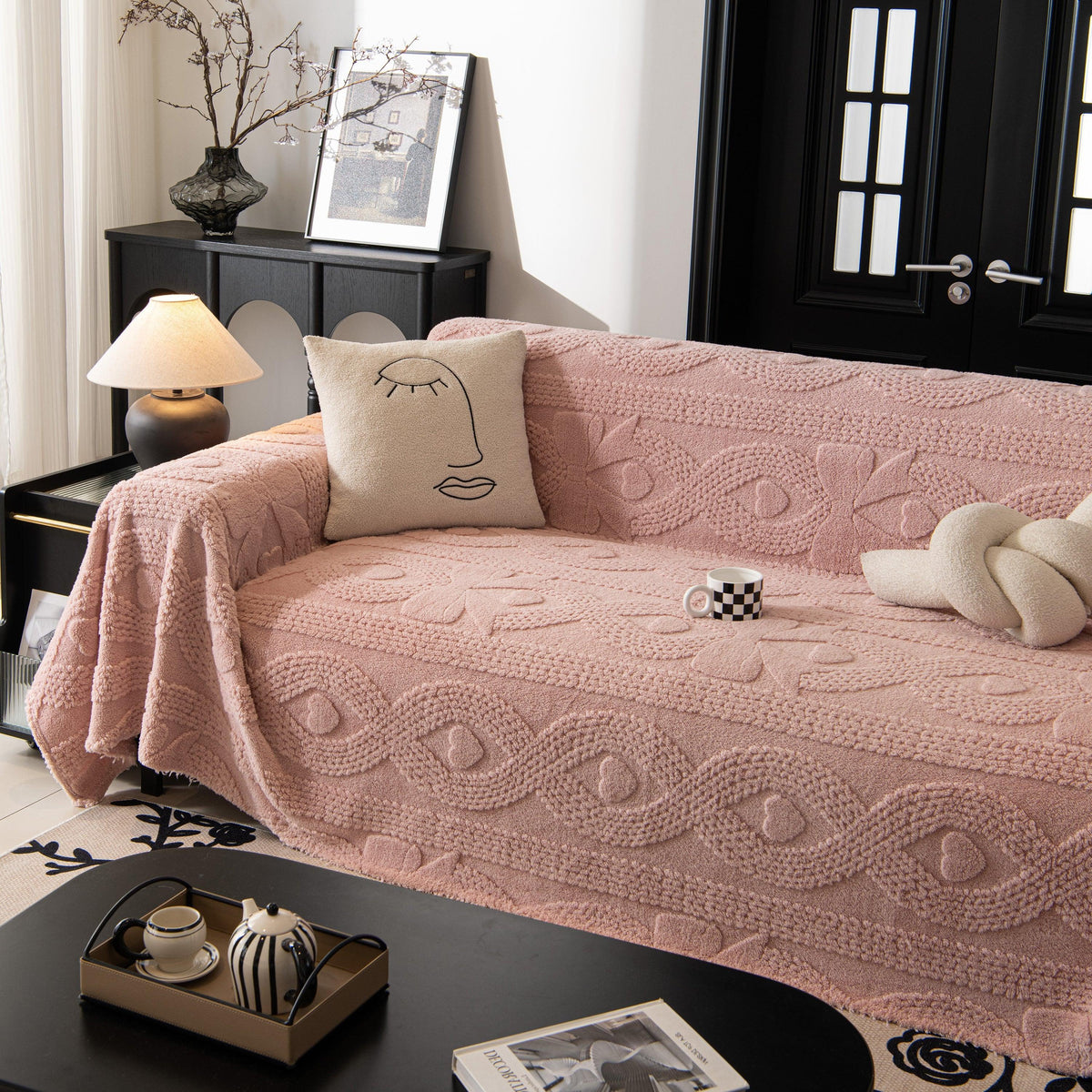 Soft Plush Fleece Throw Blanket for Couch Solid Cute Warm Couch Cover Blanket for Winter