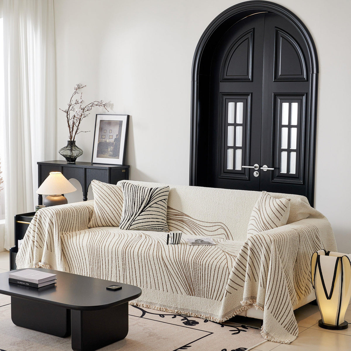 Cozy Striped Sofa Throw Blanket L Shaped Sectional Couch Covers Luxury Throws for Sofas