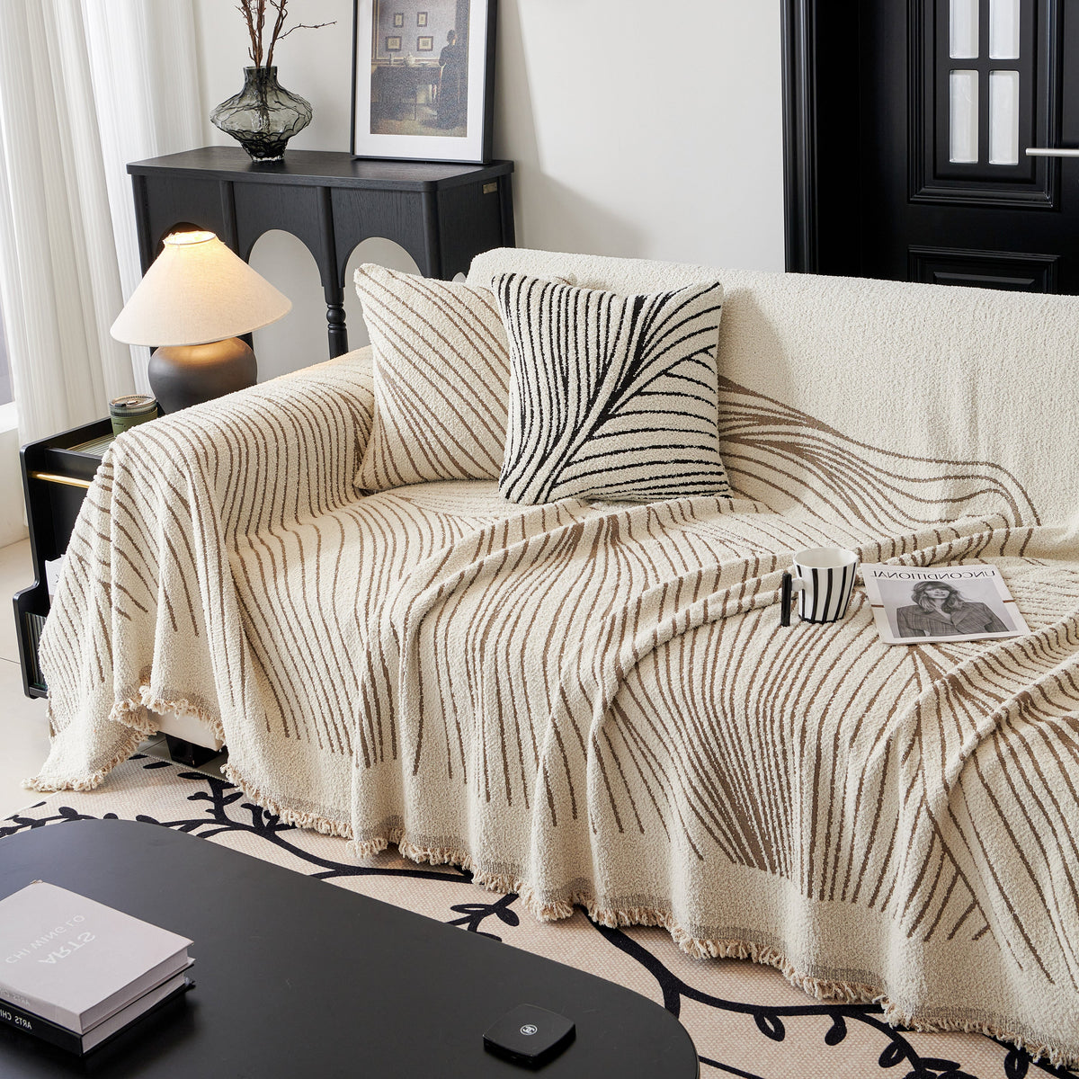 Cozy Striped Sofa Throw Blanket L Shaped Sectional Couch Covers Luxury Throws for Sofas