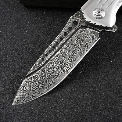 Ironbark Japanese Pocket Knife With VG-10 Damascus & Exotic Red Sandalwood Handle, Clip & Sheath