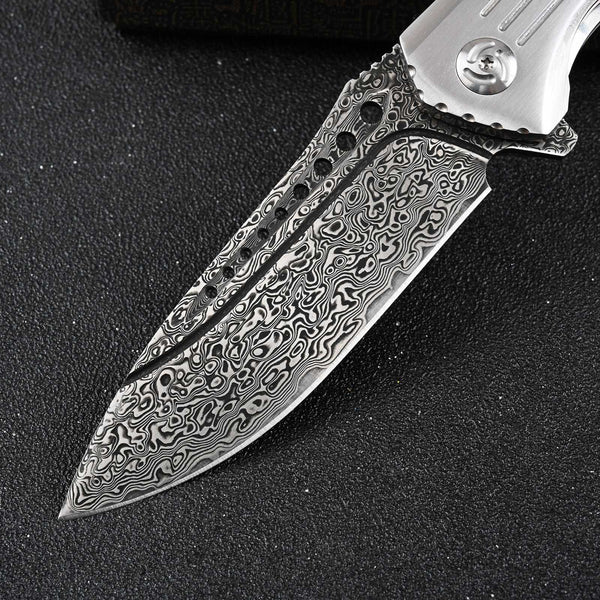 Ironbark Japanese Pocket Knife With VG-10 Damascus & Exotic Red Sandalwood Handle, Clip & Sheath