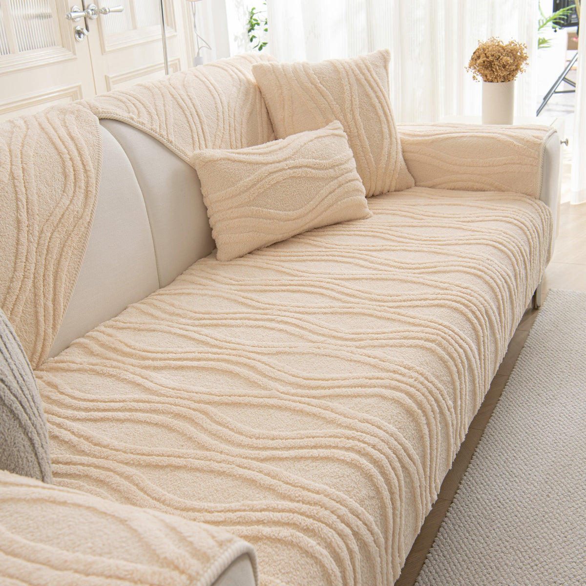 Winter Thickened Non-slip Blanket, Three-Dimensional Embossed Cotton Velvet Sofa Cover