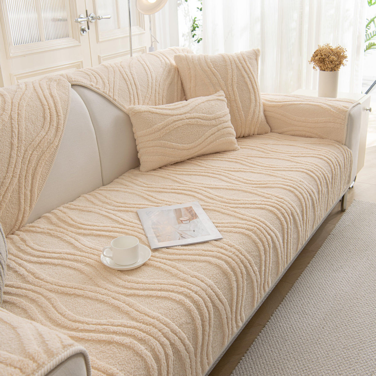 Winter Thickened Non-slip Blanket, Three-Dimensional Embossed Cotton Velvet Sofa Cover
