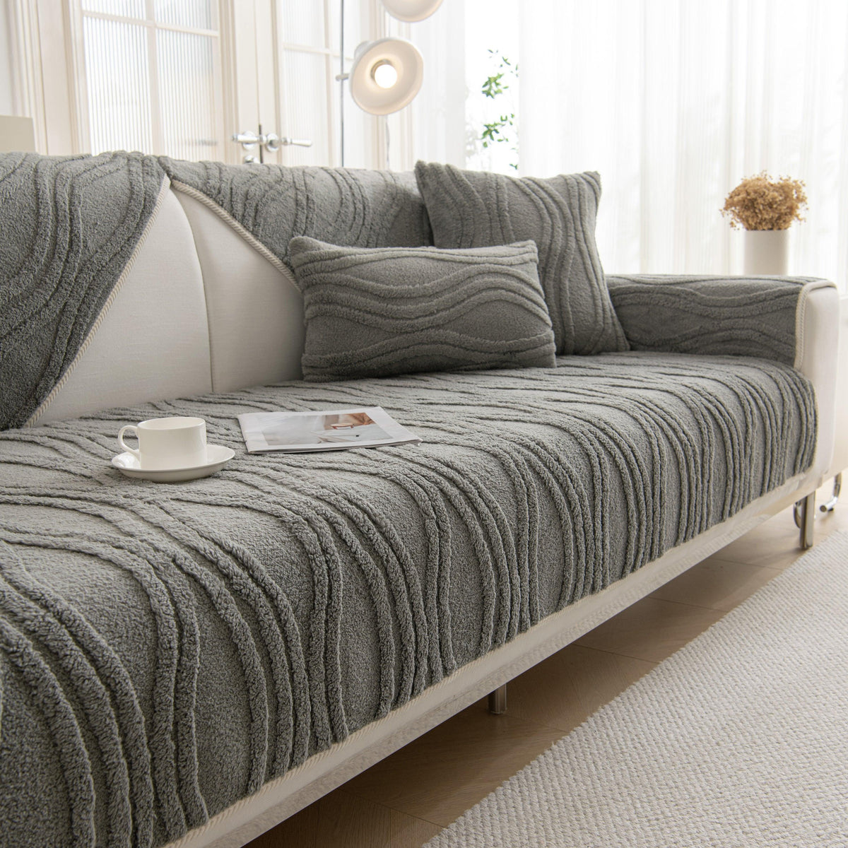 Winter Thickened Non-slip Blanket, Three-Dimensional Embossed Cotton Velvet Sofa Cover