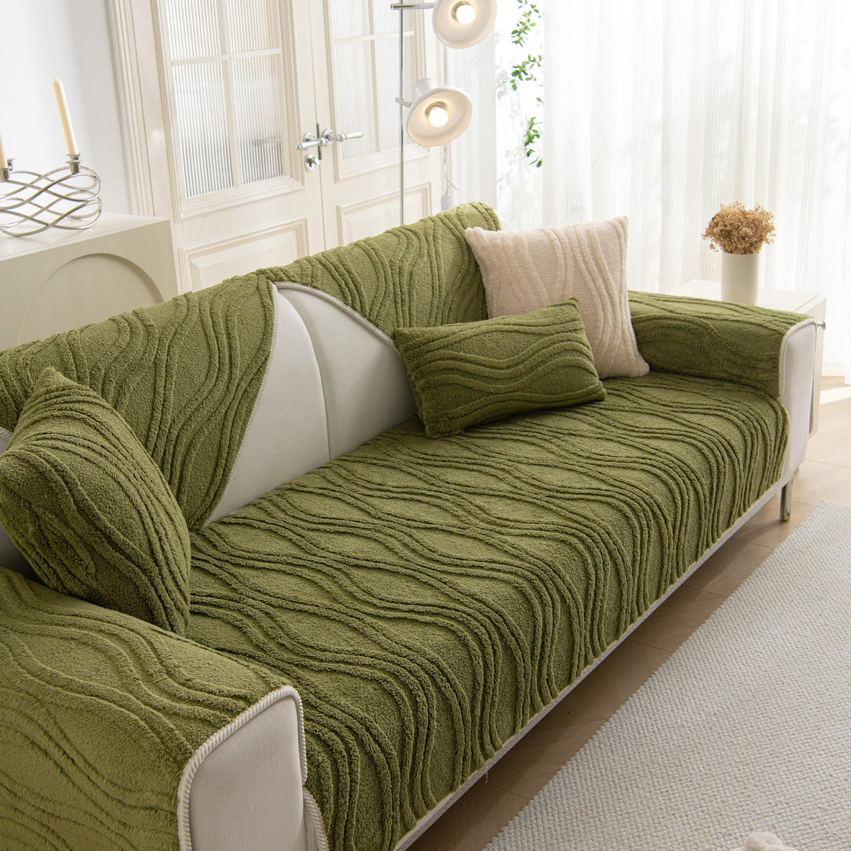 Winter Thickened Non-slip Blanket, Three-Dimensional Embossed Cotton Velvet Sofa Cover