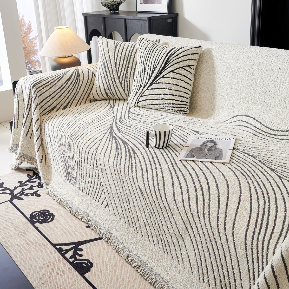 Cozy Striped Sofa Throw Blanket L Shaped Sectional Couch Covers Luxury Throws for Sofas